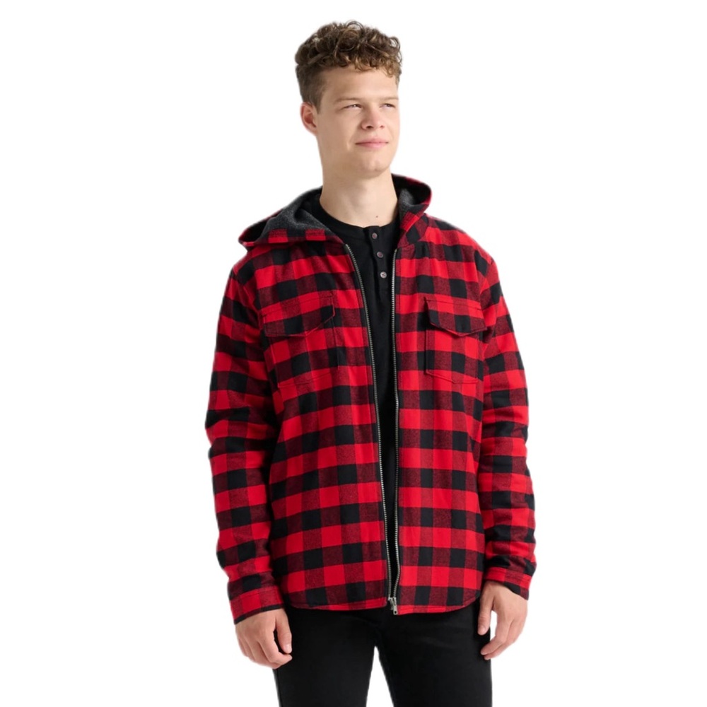NWOT BUFFALO PLAID FULLY LINED HERITAGE FLANNEL JACKET W/HOOD